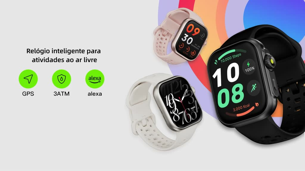 BETTDOW kriki Ai modelo GPS + smartwatch Alexa com mais de 100 modos desportivos, à prova de água 3ATM