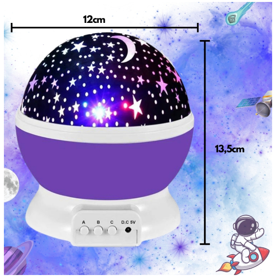 Luminária Projetor Abajur Infantil Estrelado lua Estrela 360º Galaxy Star Master Projetor De Estrela