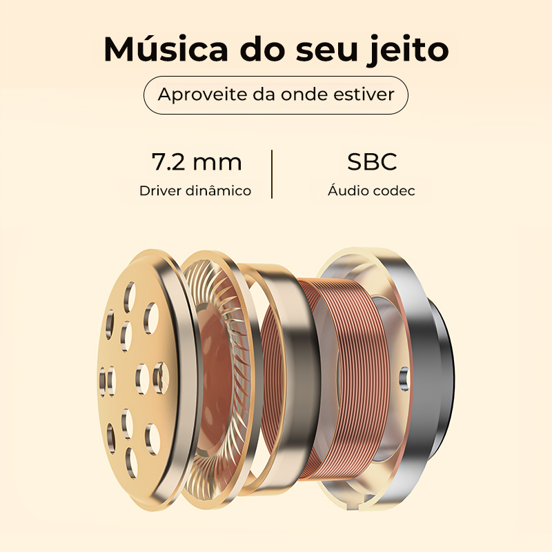 Fone de Ouvido QCY T13 ENC, Sem Fio Bluetooh 5.1, 4 Microfones Integrados