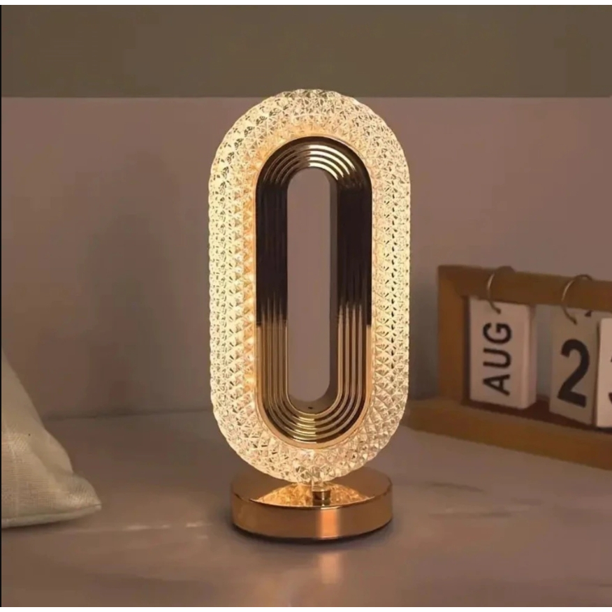 Luminária de Mesa Lâmpada Touch Quarto Luxuosa Cristal Acrílico 3 Tons de Led