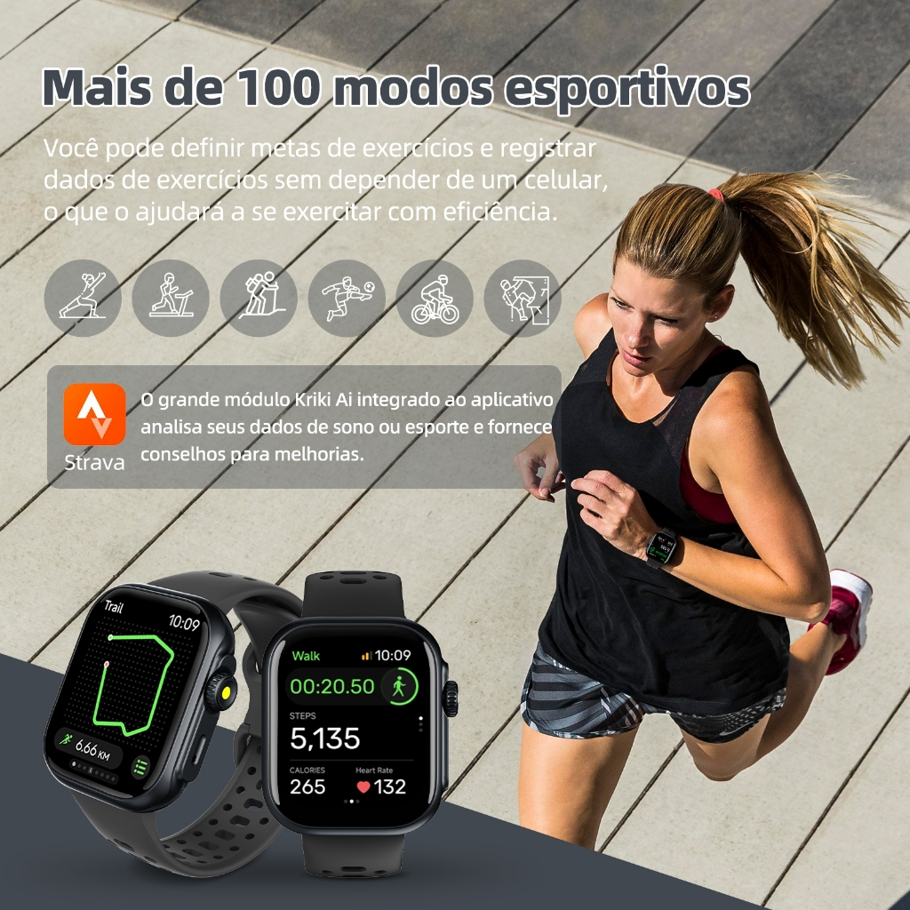 BETTDOW kriki Ai modelo GPS + smartwatch Alexa com mais de 100 modos desportivos, à prova de água 3ATM