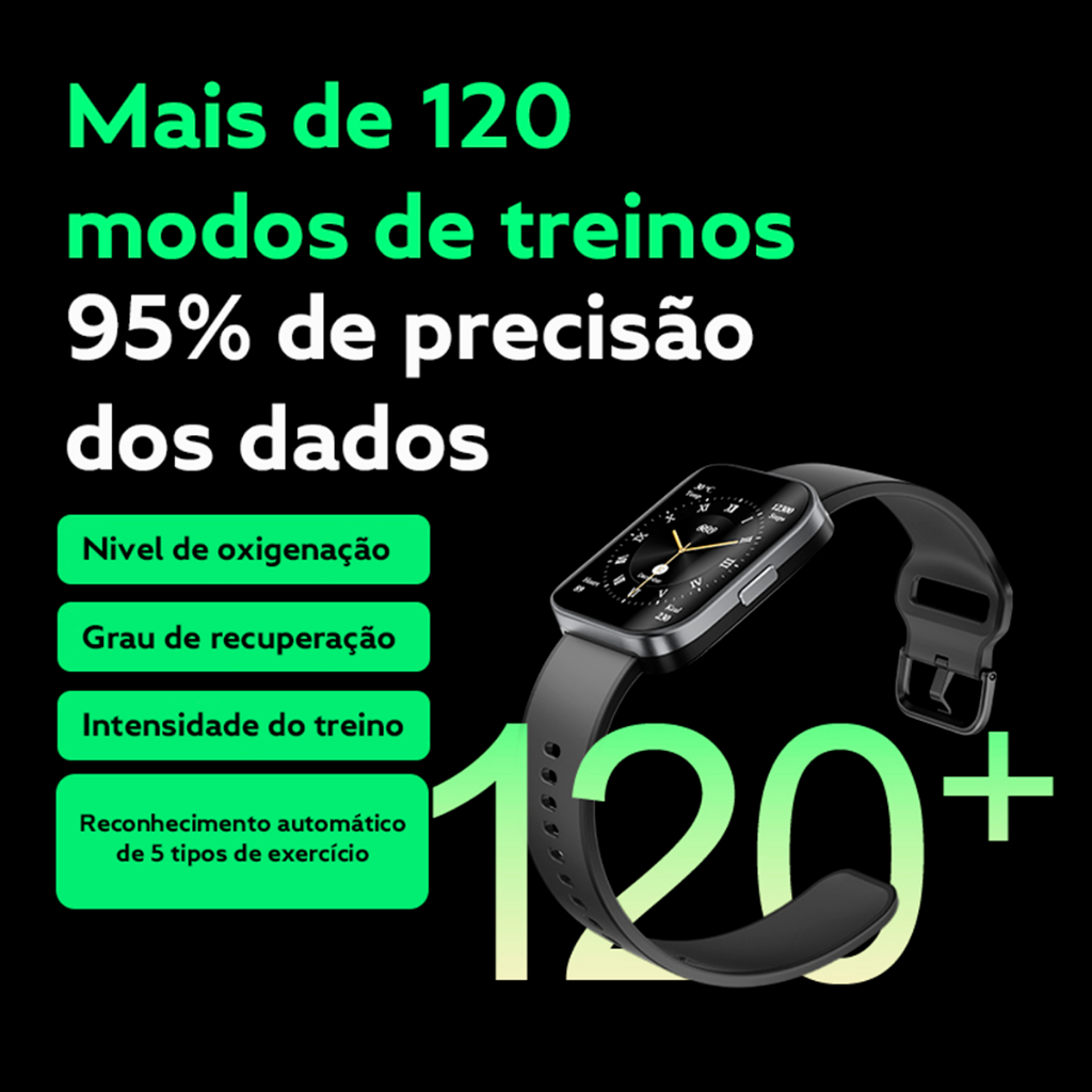 Smartwatch QCY S9 Urban GS, GPS, +120 Modos de Esporte, 5ATM, Tela Amoled 1.95' Pol