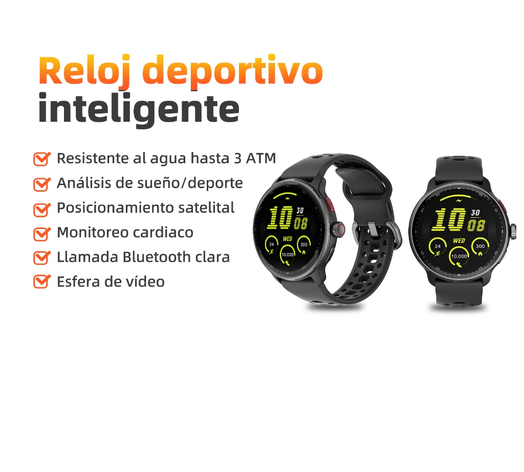 Smartwatch GPS BETTDOW com aplicativo de IA integrado, 100 modos esportivos, resistência à água de 3 ATM e tela AMOLED