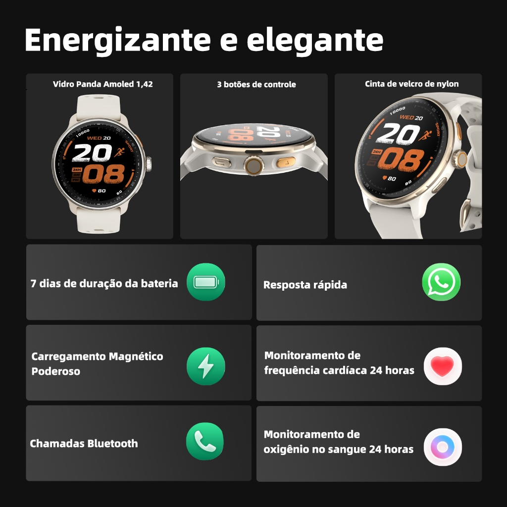 Smartwatch GPS BETTDOW com aplicativo de IA integrado, 100 modos esportivos, resistência à água de 3 ATM e tela AMOLED
