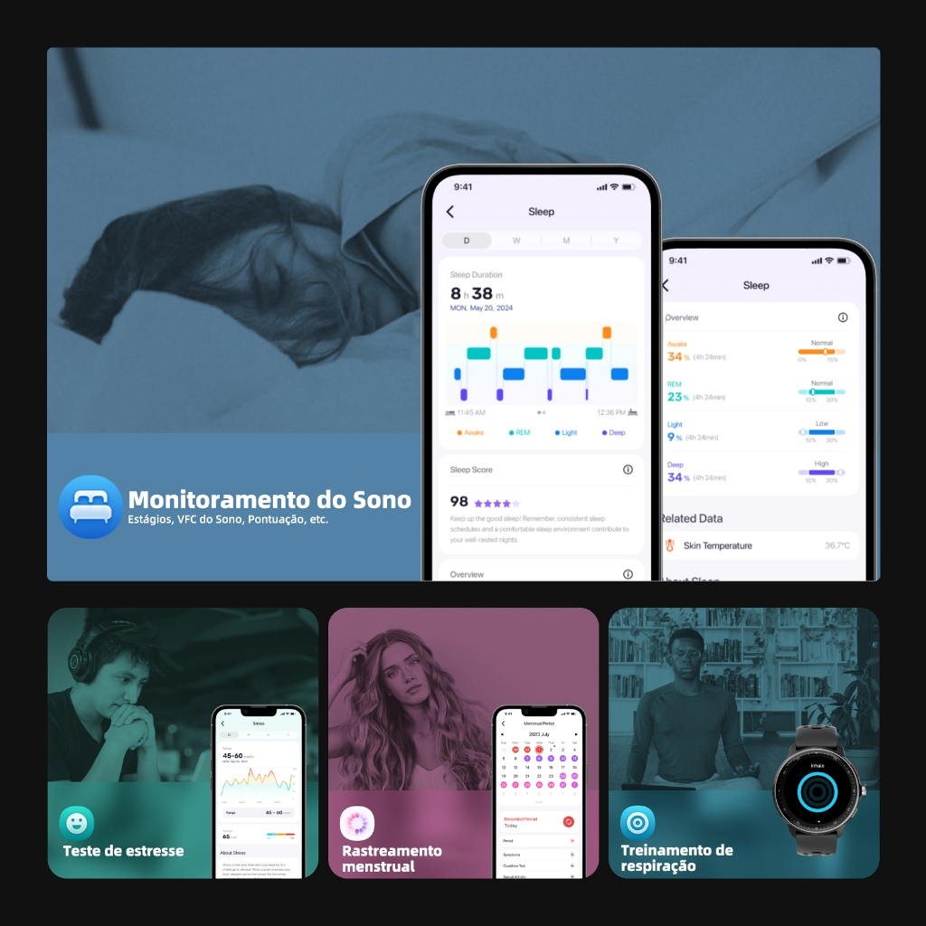 Smartwatch GPS BETTDOW com aplicativo de IA integrado, 100 modos esportivos, resistência à água de 3 ATM e tela AMOLED