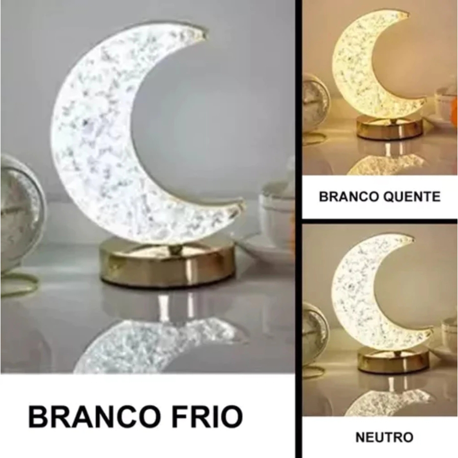 Luminária de Mesa Lâmpada Touch Quarto Luxuosa Cristal Acrílico 3 Tons de Led
