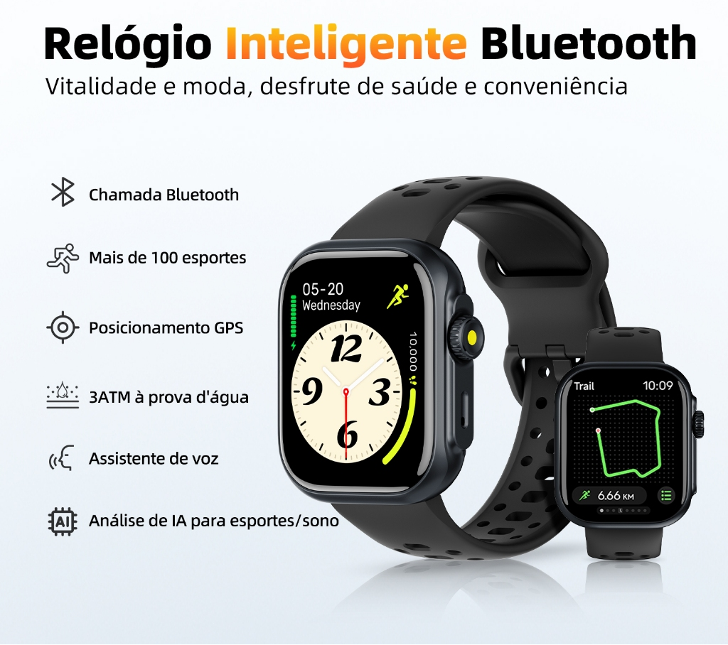 BETTDOW kriki Ai modelo GPS + smartwatch Alexa com mais de 100 modos desportivos, à prova de água 3ATM
