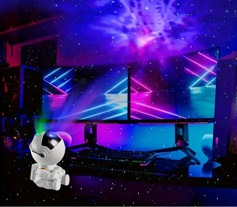 Mini Projetor De Luz Noturna Estrela De Astronauta Decoração Para Galáxia Luz De Luminaria Girado Céu Estrelada